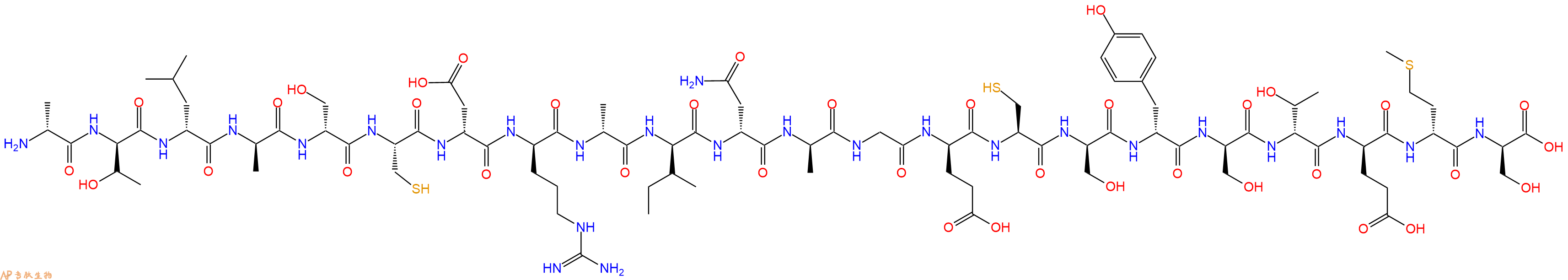 专肽生物产品H2N-DAla-DThr-DLeu-DAla-DSer-Cys-DAsp-DArg-DAla-DIle-DAsn-DAla-Gly-DGlu-Cys-DSer-DTyr-DSer-DThr-DGlu-DMet-DSer-OH