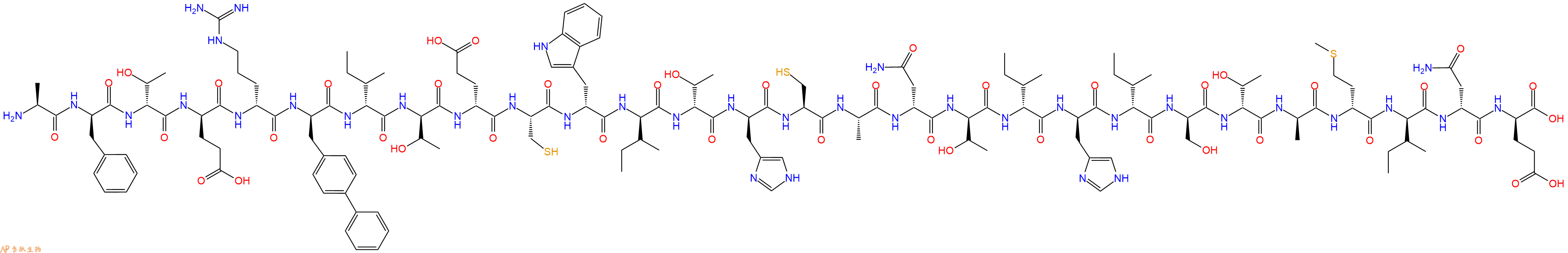 专肽生物产品H2N-Ala-DPhe-DThr-DGlu-DArg-DBip-DIle-DThr-DGlu-Cys-DTrp-DIle-DThr-DHis-Cys-Ala-DAsn-DThr-DIle-DHis-DIle-DSer-DThr-DAla-DMet-DIle-DAsn-DGlu-OH