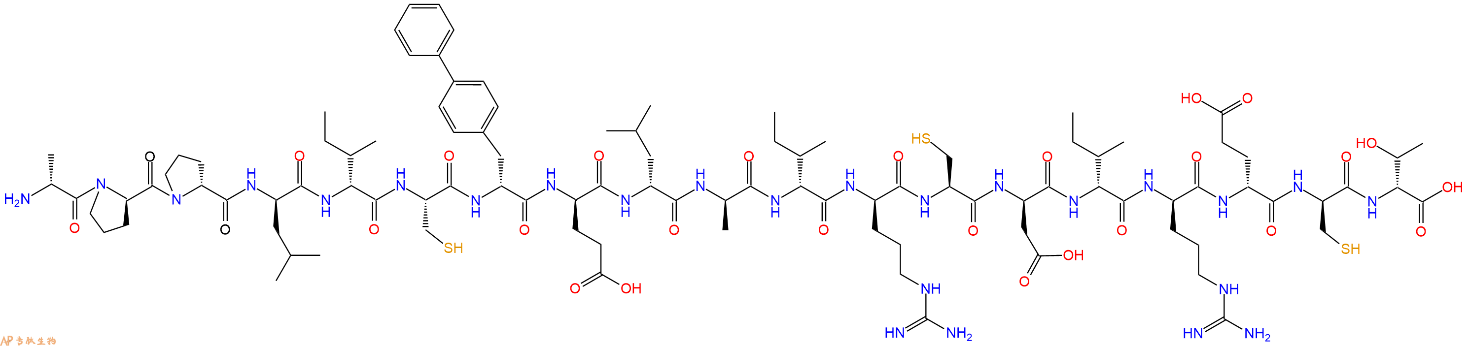 专肽生物产品H2N-DAla-DPro-DPro-DLeu-DIle-Cys-DBip-DGlu-DLeu-DAla-DIle-DArg-Cys-DAsp-DIle-DArg-DGlu-DCys-DThr-OH