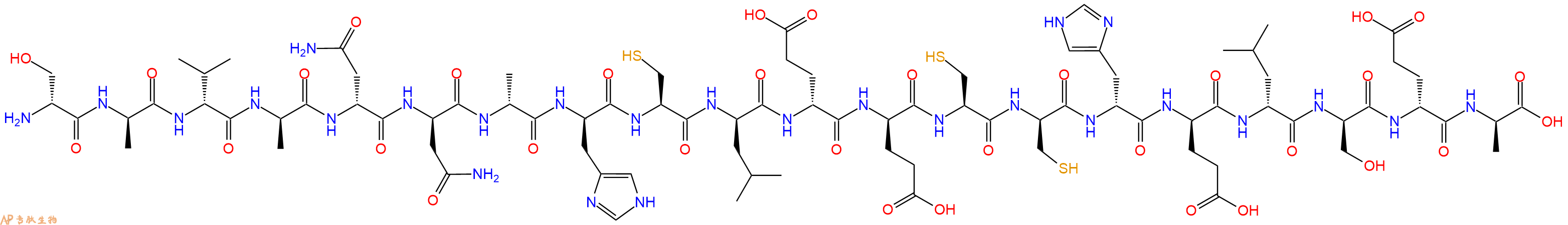 专肽生物产品H2N-DSer-DAla-DVal-DAla-DAsn-DAsn-DAla-DHis-Cys-DLeu-DGlu-DGlu-Cys-DCys-DHis-DGlu-DLeu-DSer-DGlu-DAla-OH
