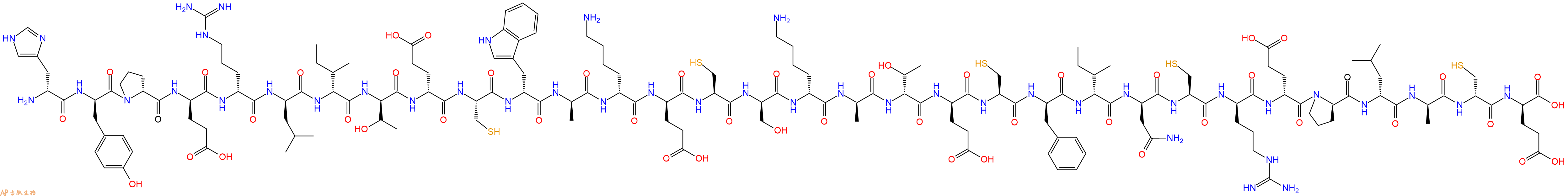 专肽生物产品H2N-DHis-DTyr-DPro-DGlu-DArg-DLeu-DIle-DThr-DGlu-Cys-DTrp-DAla-DLys-DGlu-Cys-DSer-DLys-DAla-DThr-DGlu-Cys-DPhe-DIle-DAsn-Cys-DArg-DGlu-DPro-DLeu-DAla-DCys-DGlu-OH