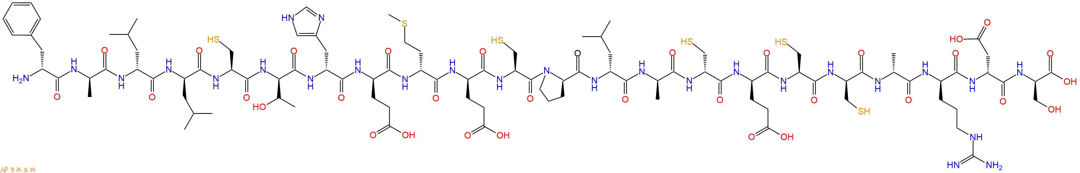 专肽生物产品H2N-DPhe-DAla-DLeu-DLeu-Cys-DThr-DHis-DGlu-DMet-DGlu-Cys-DPro-DLeu-DAla-DCys-DGlu-Cys-DCys-DAla-DArg-DAsp-DSer-OH