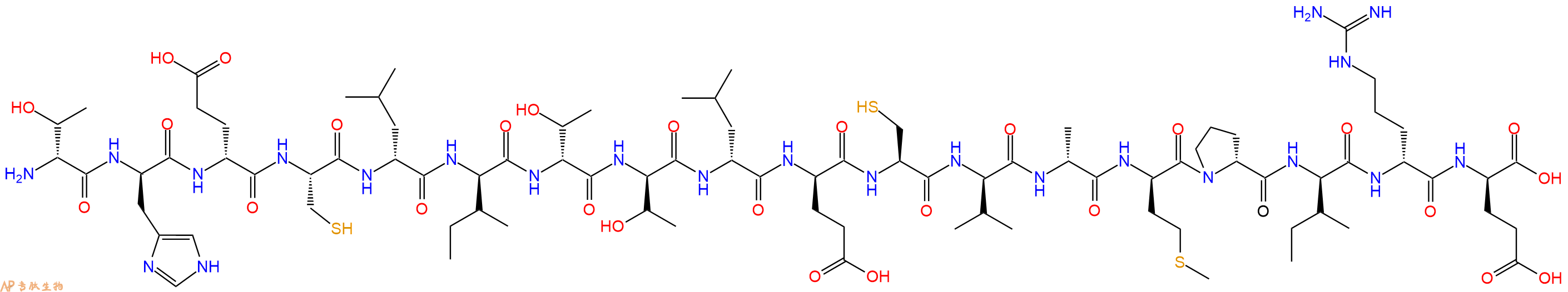 专肽生物产品H2N-DThr-DHis-DGlu-Cys-DLeu-DIle-DThr-DThr-DLeu-DGlu-Cys-DVal-DAla-DMet-DPro-DIle-DArg-DGlu-OH