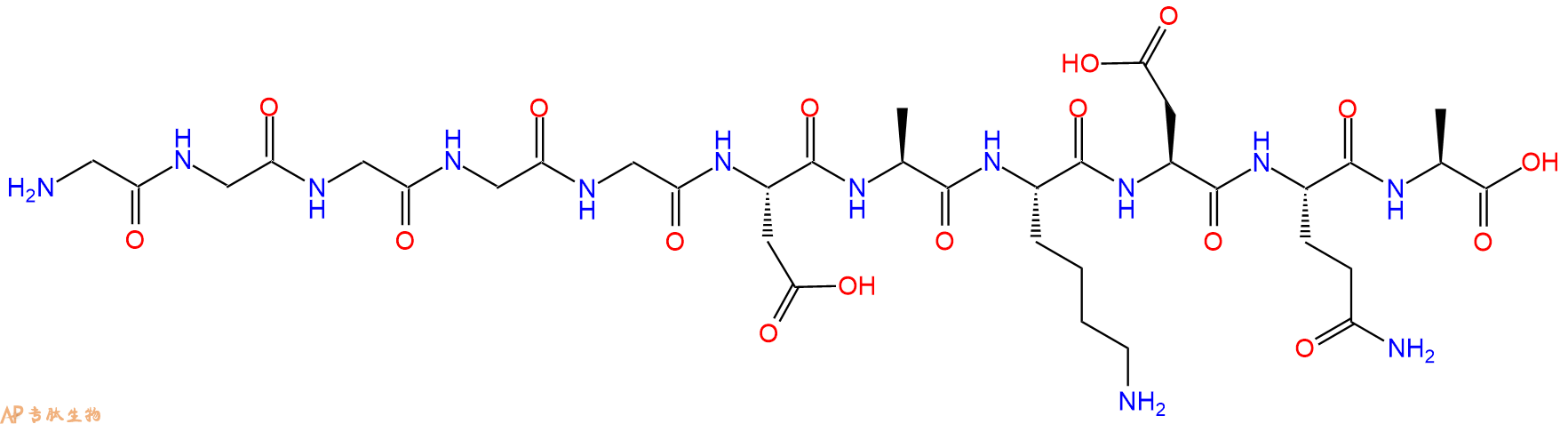 专肽生物产品H2N-Gly-Gly-Gly-Gly-Gly-Asp-Ala-Lys-Asp-Gln-Ala-OH