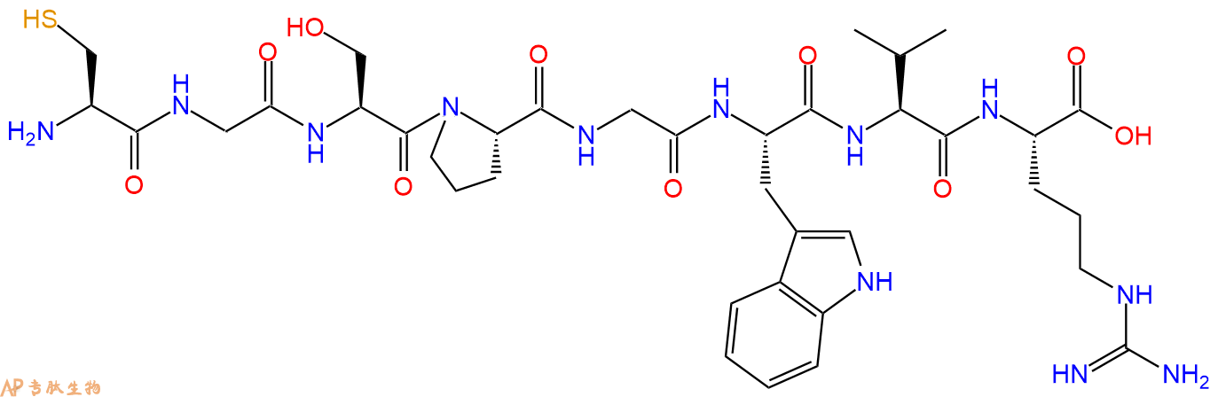 专肽生物产品H2N-Cys-Gly-Ser-Pro-Gly-Trp-Val-Arg-OH
