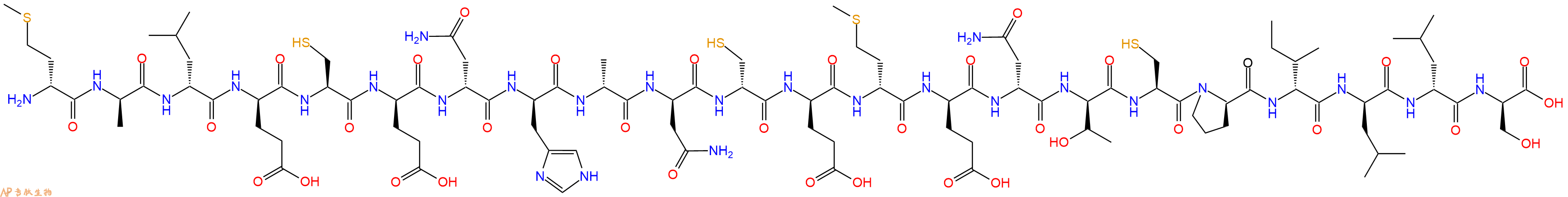 专肽生物产品H2N-DMet-DAla-DLeu-DGlu-Cys-DGlu-DAsn-DHis-DAla-DAsn-DCys-DGlu-DMet-DGlu-DAsn-DThr-Cys-DPro-DIle-DLeu-DLeu-DSer-OH