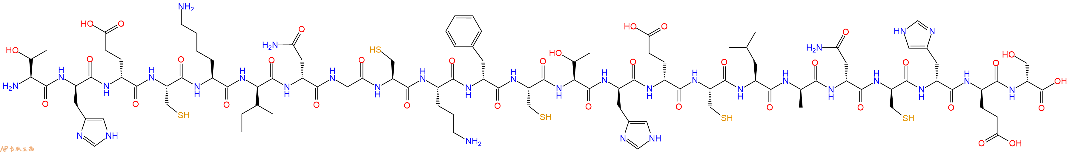 专肽生物产品H2N-Thr-DHis-DGlu-Cys-Lys-DIle-DAsn-Gly-Cys-Orn-DPhe-Cys-Thr-DHis-DGlu-Cys-Leu-DAla-DAsn-DCys-DHis-DGlu-DSer-OH