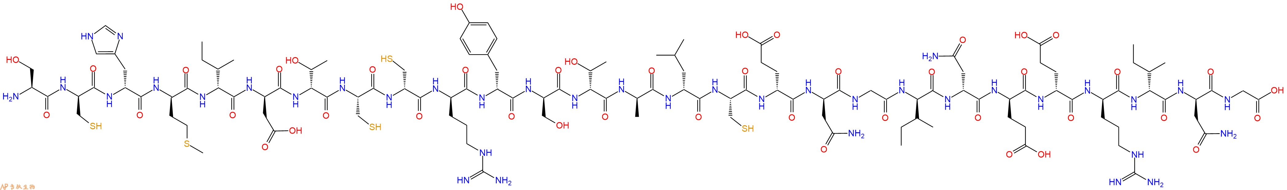 专肽生物产品H2N-Ser-DCys-DHis-DMet-DIle-DAsp-DThr-Cys-DCys-DArg-DTyr-DSer-DThr-DAla-DLeu-Cys-DGlu-DAsn-Gly-DIle-DAsn-DGlu-DGlu-DArg-DIle-DAsn-Gly-OH