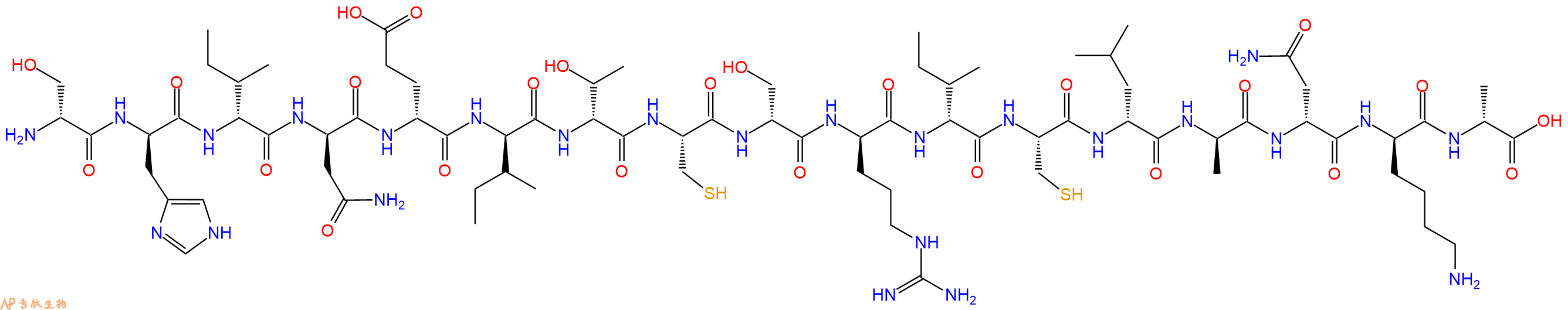 专肽生物产品H2N-DSer-DHis-DIle-DAsn-DGlu-DIle-DThr-Cys-DSer-DArg-DIle-Cys-DLeu-DAla-DAsn-DLys-DAla-OH