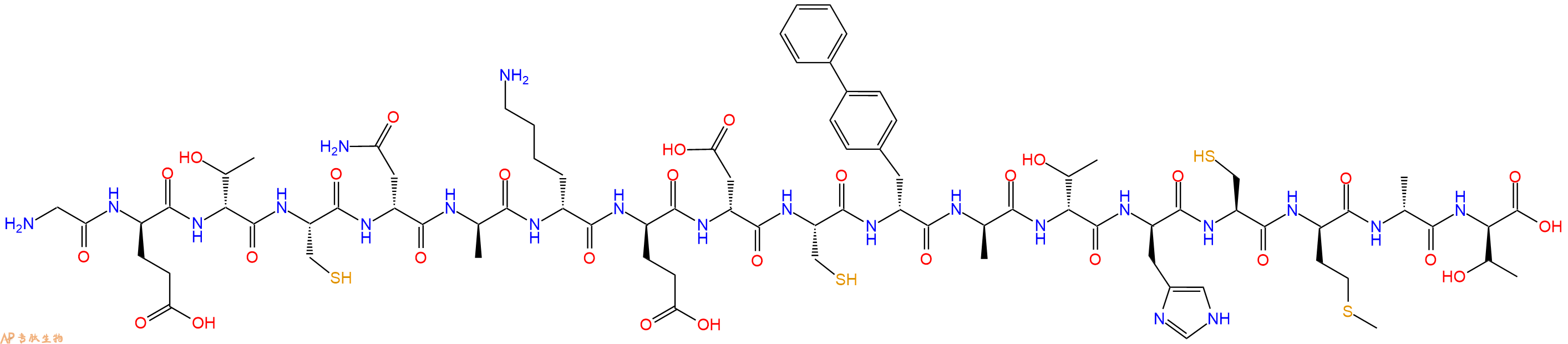专肽生物产品H2N-Gly-DGlu-DThr-Cys-DAsn-DAla-DLys-DGlu-DAsp-Cys-DBip-DAla-DThr-DHis-Cys-DMet-DAla-DThr-OH