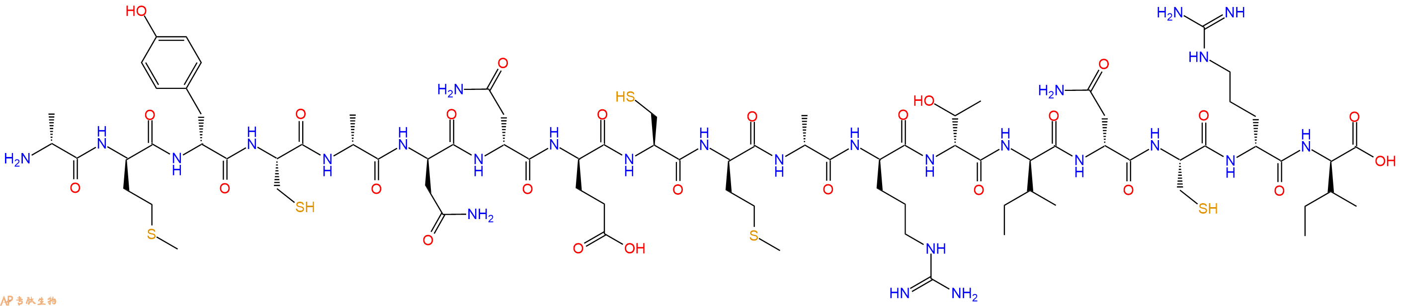 专肽生物产品H2N-DAla-DMet-DTyr-Cys-DAla-DAsn-DAsn-DGlu-Cys-DMet-DAla-DArg-DThr-DIle-DAsn-Cys-DArg-DIle-OH