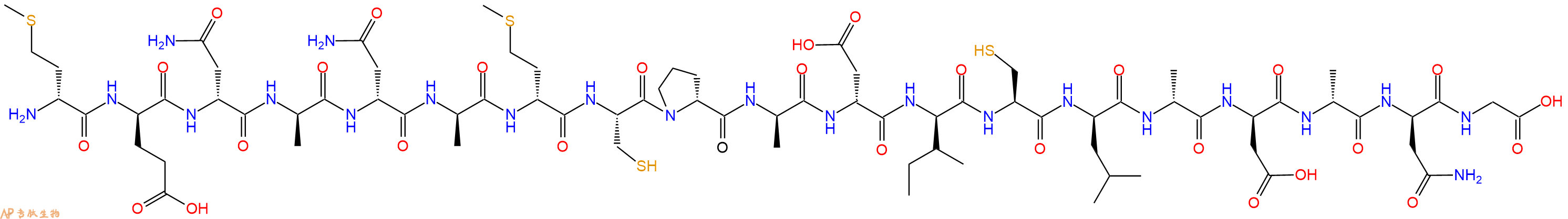 专肽生物产品H2N-DMet-DGlu-DAsn-DAla-DAsn-DAla-DMet-Cys-DPro-DAla-DAsp-DIle-Cys-DLeu-DAla-DAsp-DAla-DAsn-Gly-OH