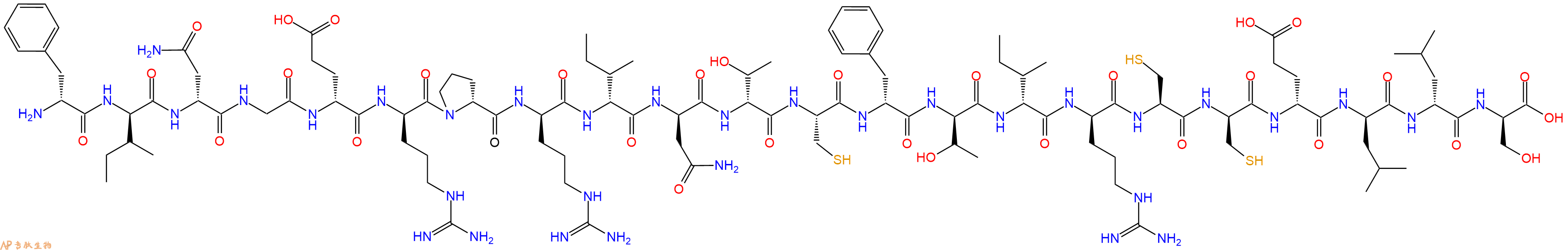 专肽生物产品H2N-DPhe-DIle-DAsn-Gly-DGlu-DArg-DPro-DArg-DIle-DAsn-DThr-Cys-DPhe-DThr-DIle-DArg-Cys-DCys-DGlu-DLeu-DLeu-DSer-OH