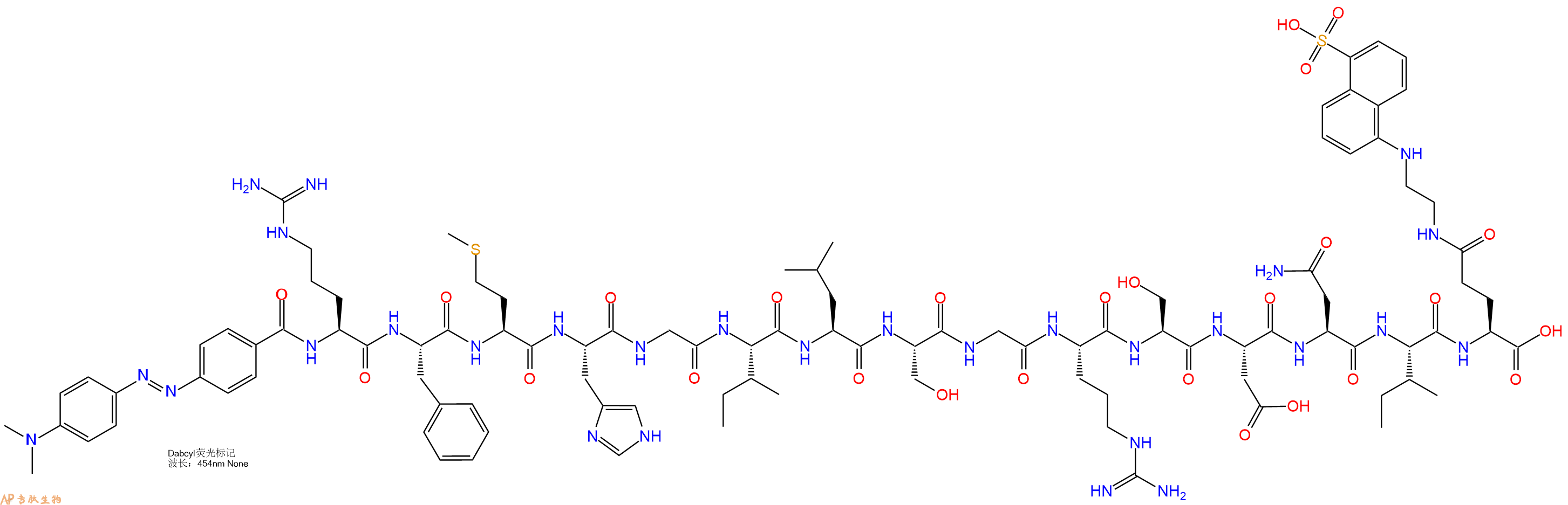 专肽生物产品DABCYL-Arg-Phe-Met-His-Gly-Ile-Leu-Ser-Gly-Arg-Ser-Asp-Asn-Ile-Glu(Edans)-OH