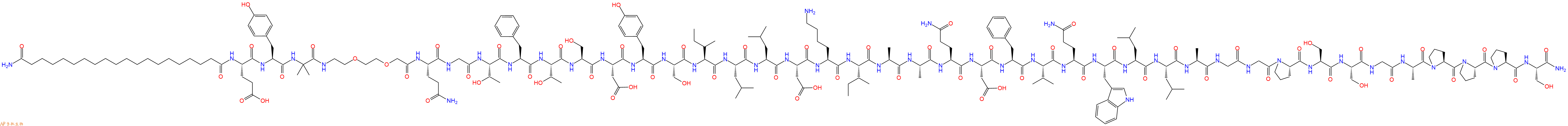 专肽生物产品H2N-C20-Glu-Tyr-Aib-AEEA-Gln-Gly-Thr-Phe-Thr-Ser-Asp-Tyr-Ser-Ile-Leu-Leu-Asp-Lys-Ile-Ala-Ala-Gln-Asp-Phe-Val-Gln-Trp-Leu-Leu-Ala-Gly-Gly-Pro-Ser-Ser-Gly-Ala-Pro-Pro-Pro-Ser-CONH2