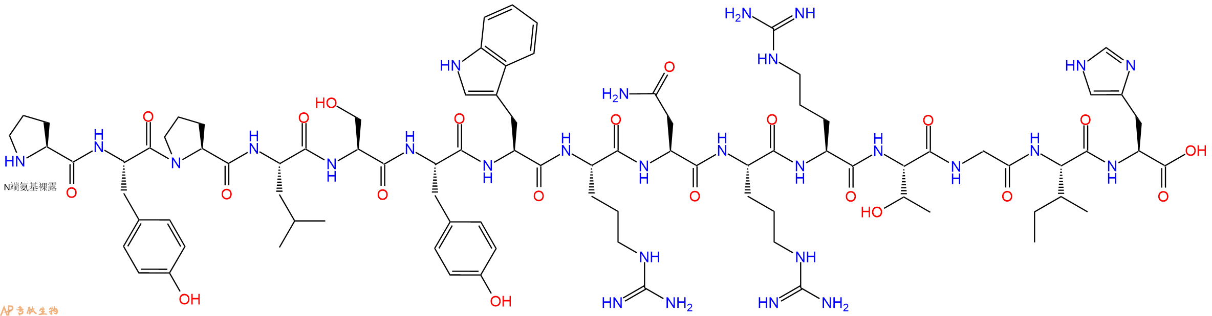 专肽生物产品H2N-Pro-Tyr-Pro-Leu-Ser-Tyr-Trp-Arg-Asn-Arg-Arg-Thr-Gly-Ile-His-OH