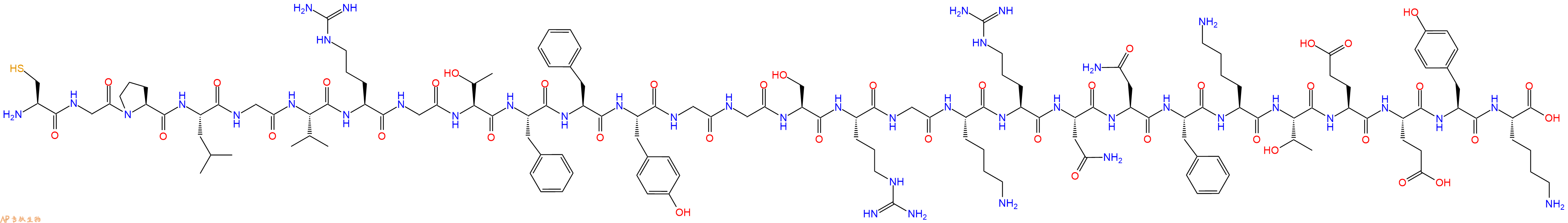 专肽生物产品H2N-Cys-Gly-Pro-Leu-Gly-Val-Arg-Gly-Thr-Phe-Phe-Tyr-Gly-Gly-Ser-Arg-Gly-Lys-Arg-Asn-Asn-Phe-Lys-Thr-Glu-Glu-Tyr-Lys-OH