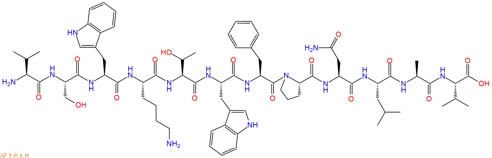 专肽生物产品H2N-Val-Ser-Trp-Lys-Thr-Trp-Phe-Pro-Asn-Leu-Ala-Val-OH