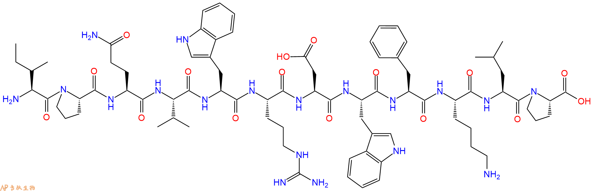 专肽生物产品H2N-Ile-Pro-Gln-Val-Trp-Arg-Asp-Trp-Phe-Lys-Leu-Pro-OH