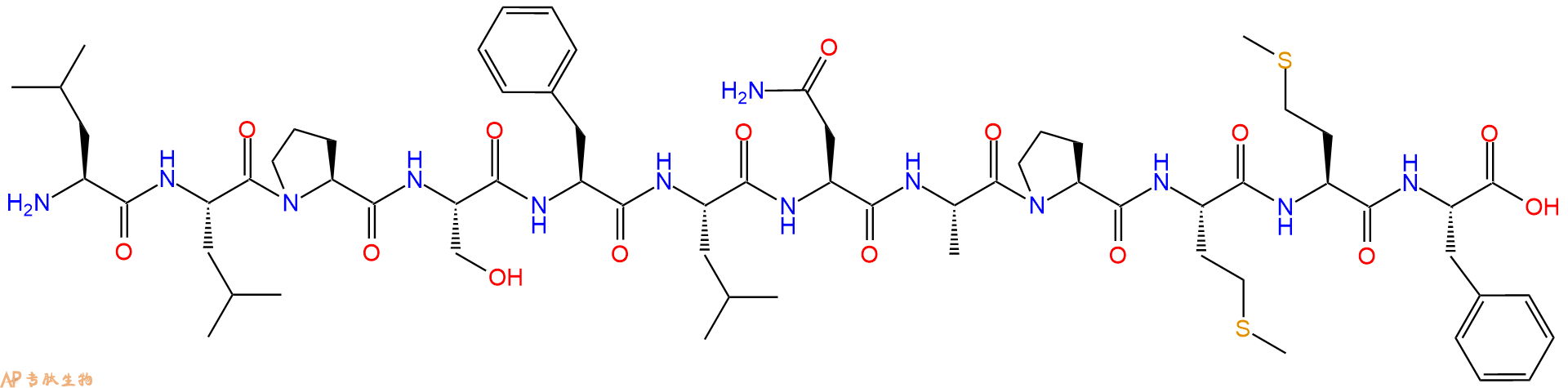 专肽生物产品H2N-Leu-Leu-Pro-Ser-Phe-Leu-Asn-Ala-Pro-Met-Met-Phe-OH