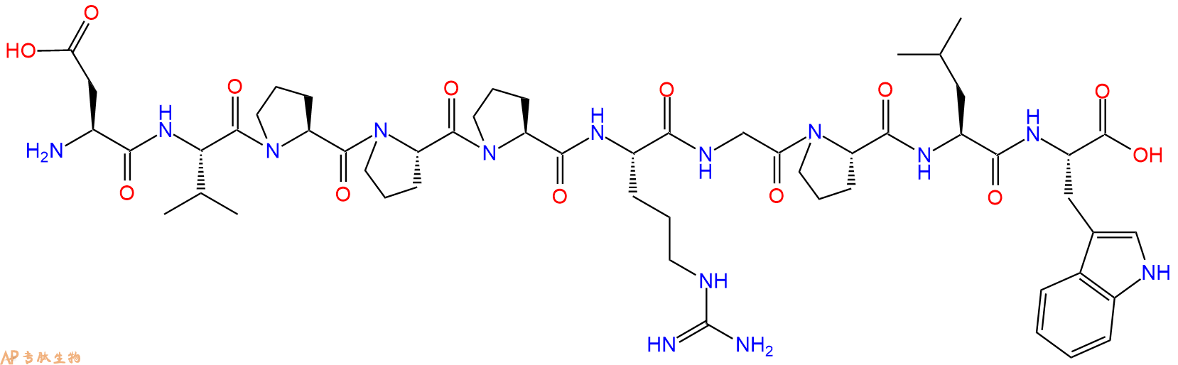 专肽生物产品H2N-Asp-Val-Pro-Pro-Pro-Arg-Gly-Pro-Leu-Trp-OH