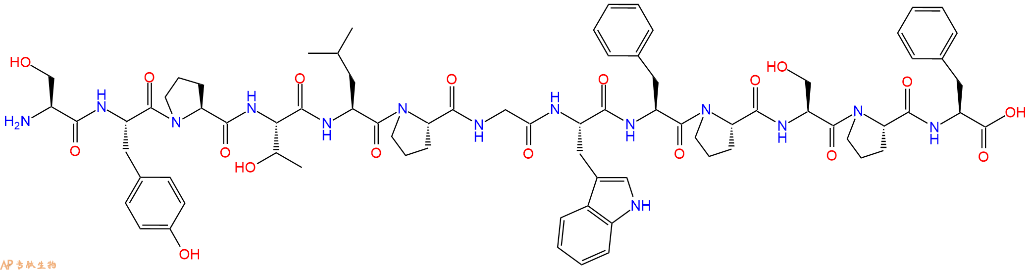 专肽生物产品H2N-Ser-Tyr-Pro-Thr-Leu-Pro-Gly-Trp-Phe-Pro-Ser-Pro-Phe-OH