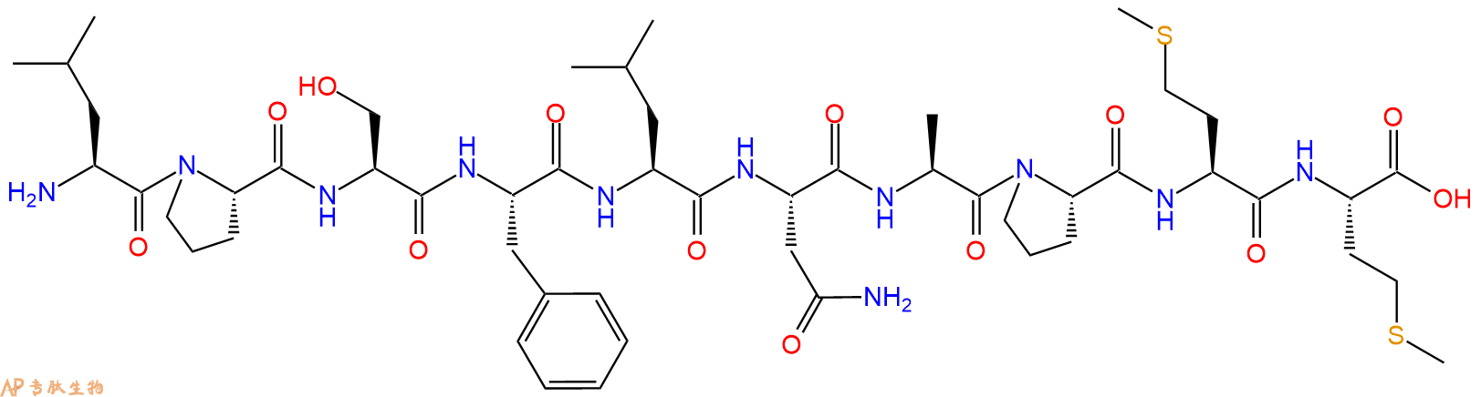 专肽生物产品H2N-Leu-Pro-Ser-Phe-Leu-Asn-Ala-Pro-Met-Met-OH