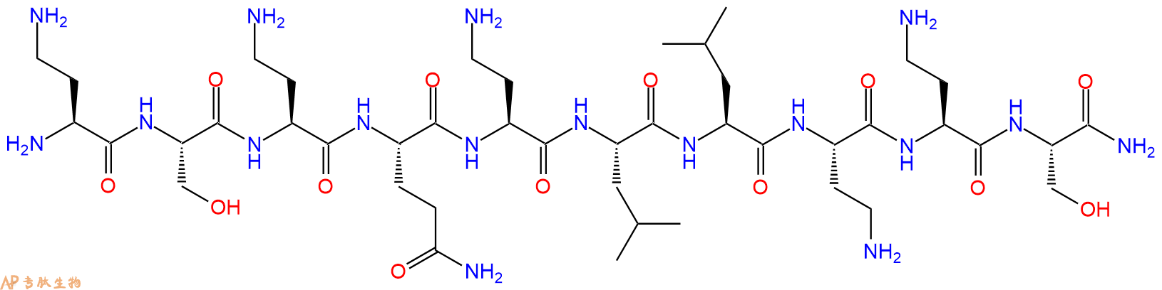 专肽生物产品H2N-Dab-Ser-Dab-Gln-Dab-Leu-Leu-Dab-Dab-Ser-CONH2