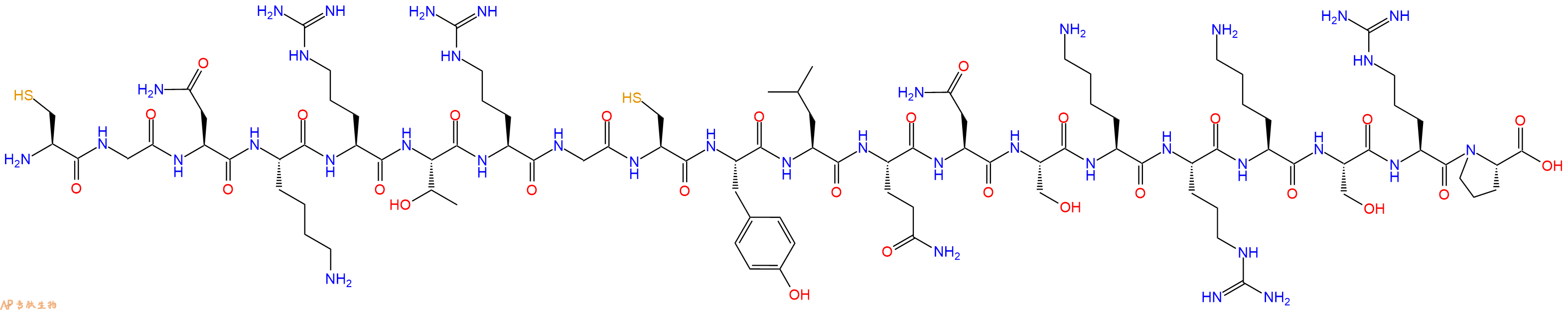 专肽生物产品H2N-Cys-Gly-Asn-Lys-Arg-Thr-Arg-Gly-Cys-Tyr-Leu-Gln-Asn-Ser-Lys-Arg-Lys-Ser-Arg-Pro-OH