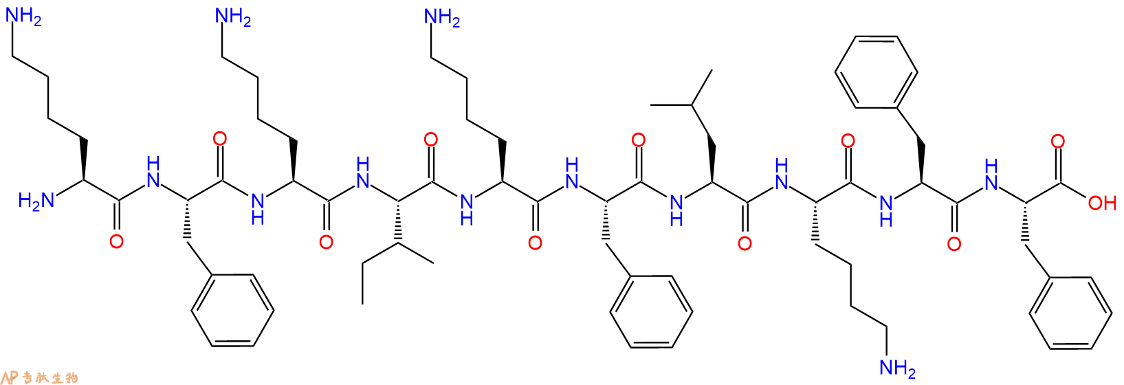 专肽生物产品H2N-Lys-Phe-Lys-Ile-Lys-Phe-Leu-Lys-Phe-Phe-OH
