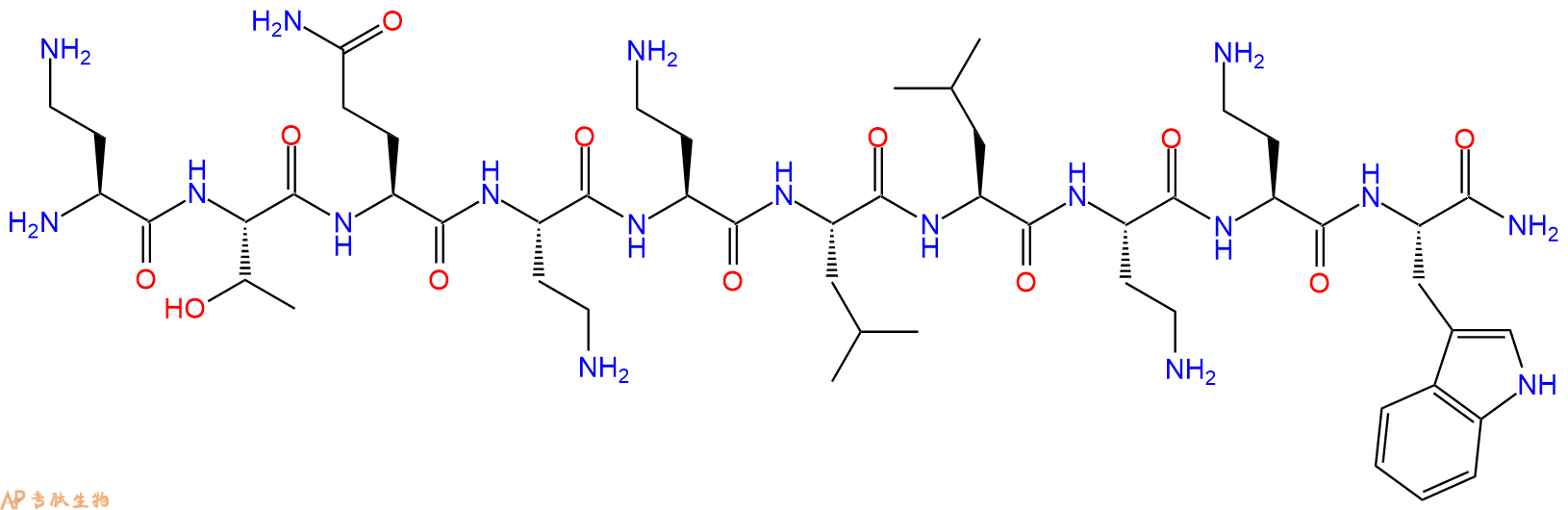 专肽生物产品H2N-Dab-Thr-Gln-Dab-Dab-Leu-Leu-Dab-Dab-Trp-CONH2