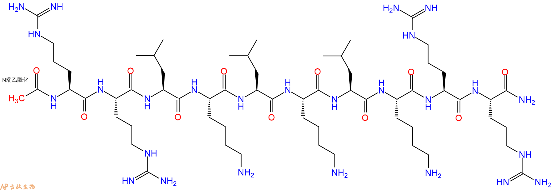 专肽生物产品Ac-Arg-Arg-Leu-Lys-Leu-Lys-Leu-Lys-Arg-Arg-CONH2