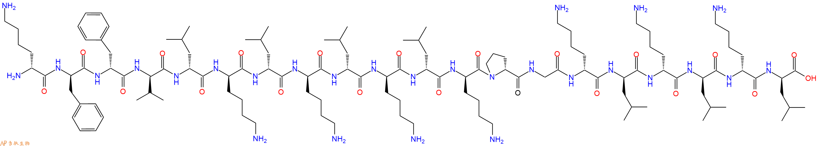 专肽生物产品H2N-DLys-DPhe-DPhe-DVal-DLeu-DLys-DLeu-DLys-DLeu-DLys-DLeu-DLys-DPro-Gly-DLys-DLeu-DLys-DLeu-DLys-DLeu-OH