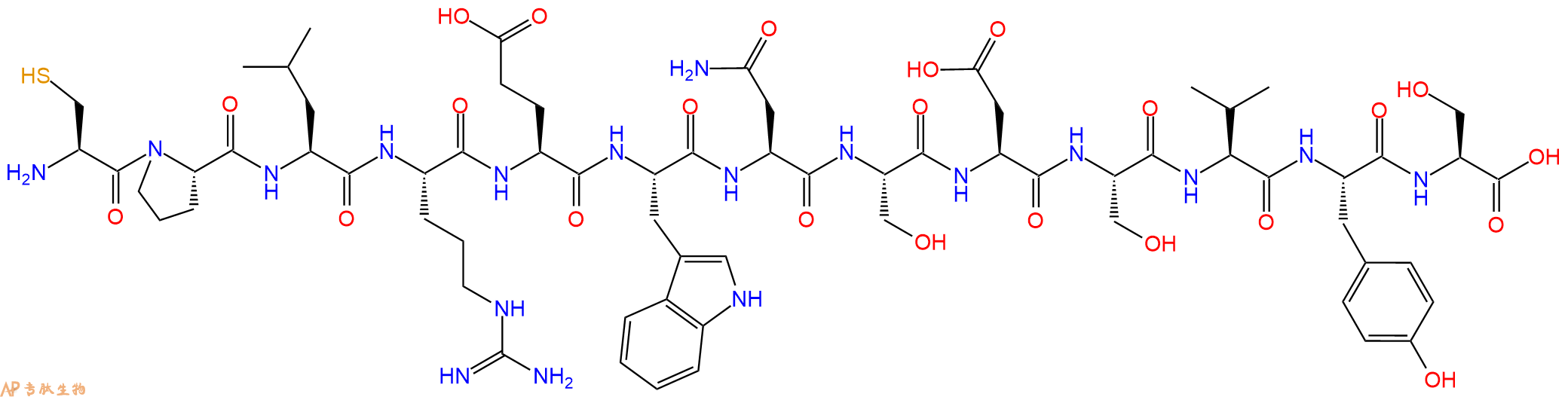 专肽生物产品H2N-Cys-Pro-Leu-Arg-Glu-Trp-Asn-Ser-Asp-Ser-Val-Tyr-Ser-OH