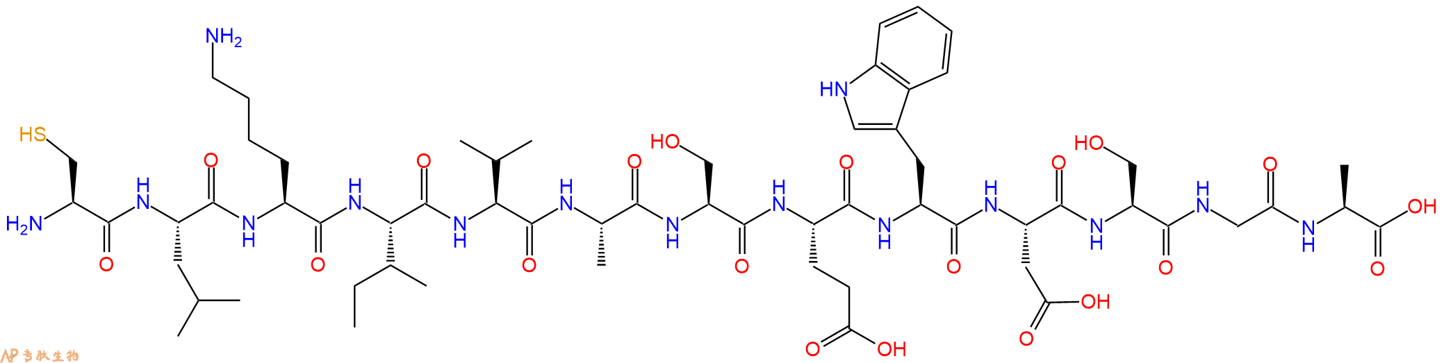 专肽生物产品H2N-Cys-Leu-Lys-Ile-Val-Ala-Ser-Glu-Trp-Asp-Ser-Gly-Ala-OH