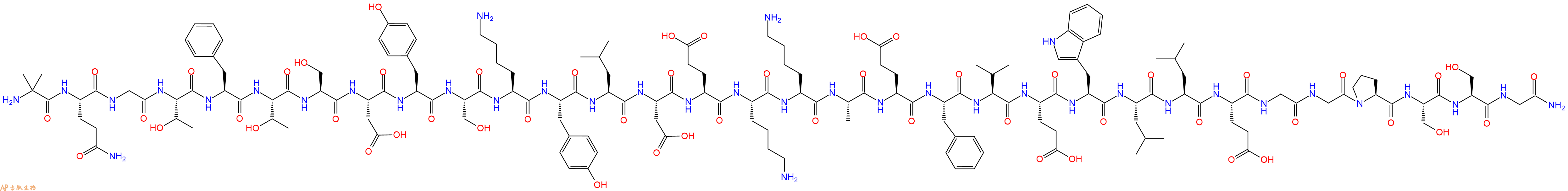专肽生物产品H2N-Aib-Gln-Gly-Thr-Phe-Thr-Ser-Asp-Tyr-Ser-Lys-Tyr-Leu-Asp-Glu-Lys-Lys-Ala-Glu-Phe-Val-Glu-Trp-Leu-Leu-Glu-Gly-Gly-Pro-Ser-Ser-Gly-CONH2
