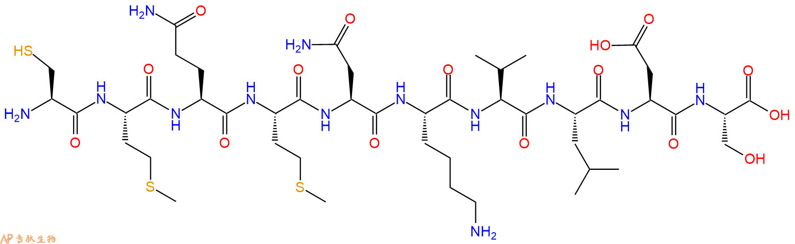 专肽生物产品H2N-Cys-Met-Gln-Met-Asn-Lys-Val-Leu-Asp-Ser-OH