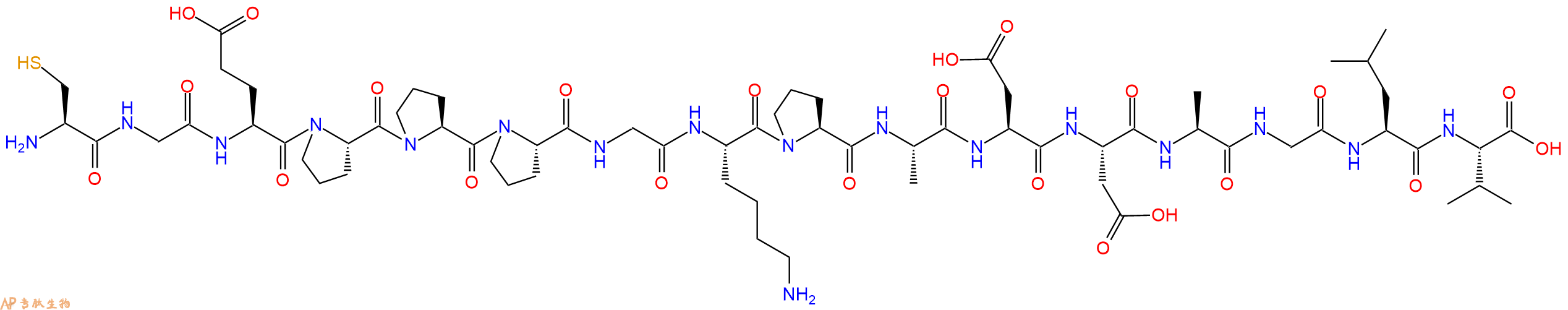 专肽生物产品H2N-Cys-Gly-Glu-Pro-Pro-Pro-Gly-Lys-Pro-Ala-Asp-Asp-Ala-Gly-Leu-Val-OH