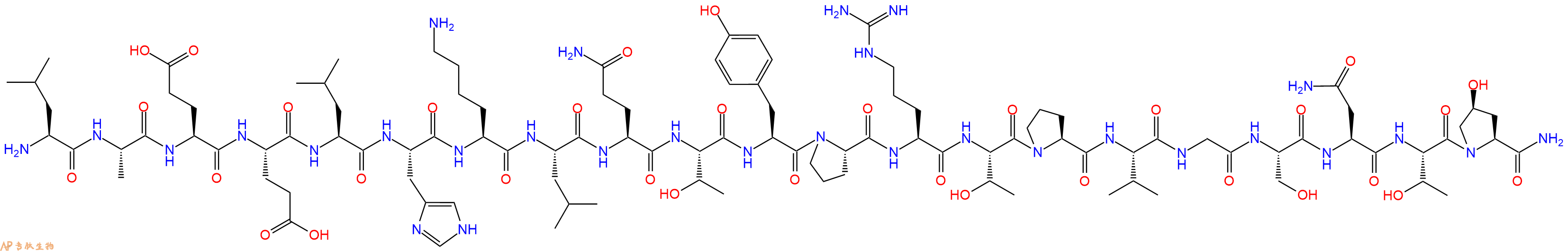 专肽生物产品H2N-Leu-Ala-Glu-Glu-Leu-His-Lys-Leu-Gln-Thr-Tyr-Pro-Arg-Thr-Pro-Val-Gly-Ser-Asn-Thr-Hyp-CONH2