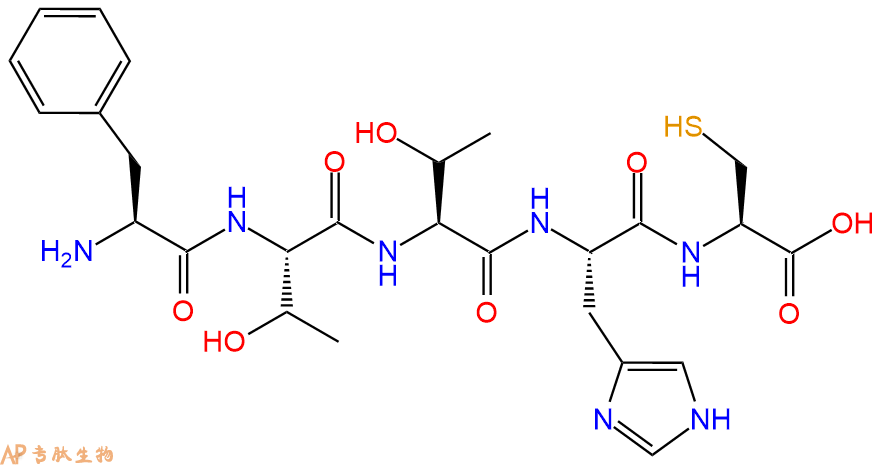 专肽生物产品H2N-Phe-Thr-Thr-His-Cys-OH
