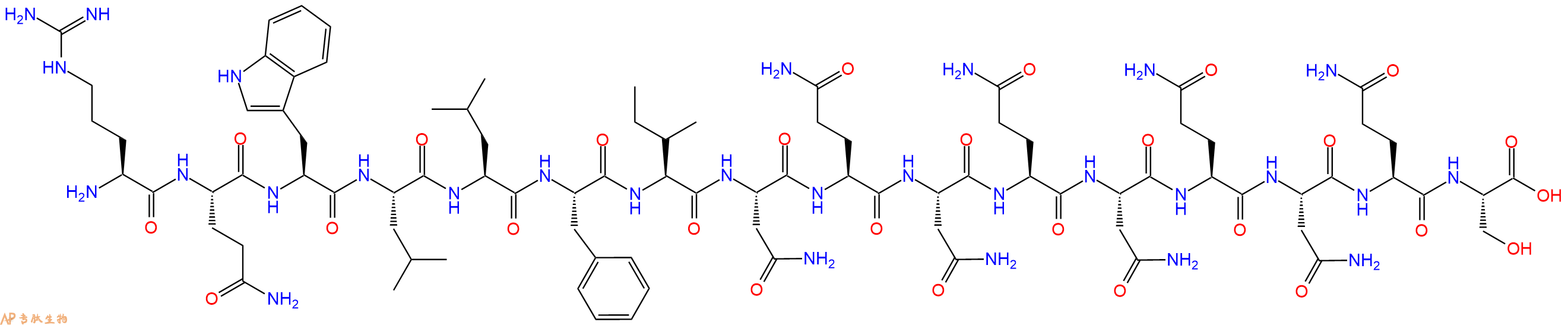 专肽生物产品H2N-Arg-Gln-Trp-Leu-Leu-Phe-Ile-Asn-Gln-Asn-Gln-Asn-Gln-Asn-Gln-Ser-OH
