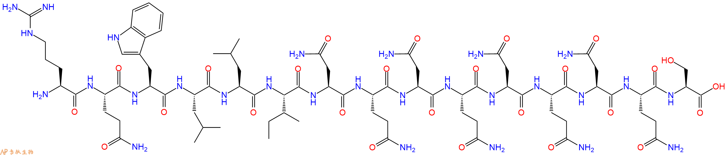 专肽生物产品H2N-Arg-Gln-Trp-Leu-Leu-Ile-Asn-Gln-Asn-Gln-Asn-Gln-Asn-Gln-Ser-OH