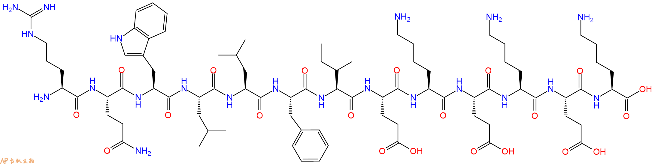 专肽生物产品H2N-Arg-Gln-Trp-Leu-Leu-Phe-Ile-Glu-Lys-Glu-Lys-Glu-Lys-OH