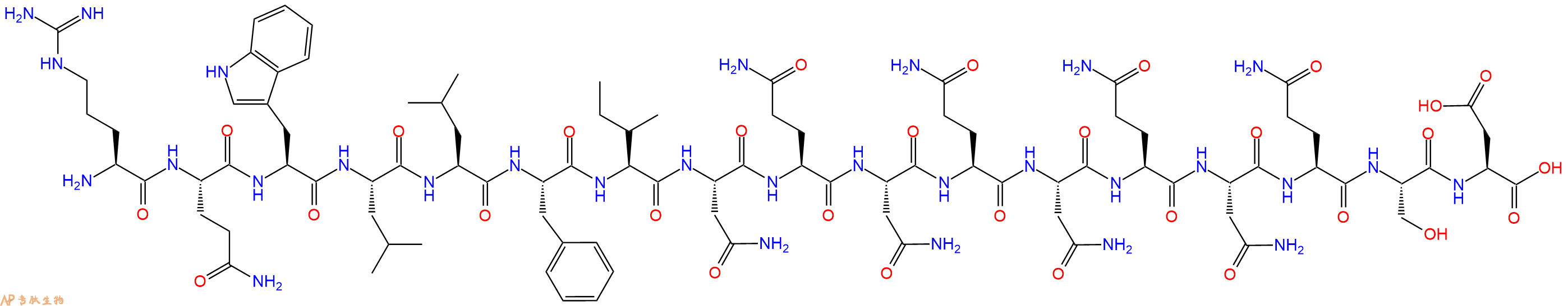 专肽生物产品H2N-Arg-Gln-Trp-Leu-Leu-Phe-Ile-Asn-Gln-Asn-Gln-Asn-Gln-Asn-Gln-Ser-Asp-OH