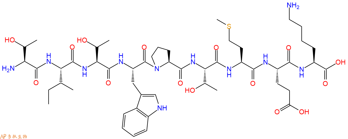 专肽生物产品H2N-Thr-Ile-Thr-Trp-Pro-Thr-Met-Glu-Lys-OH
