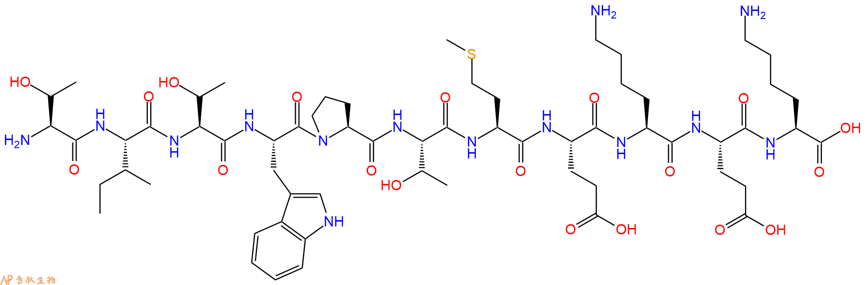 专肽生物产品H2N-Thr-Ile-Thr-Trp-Pro-Thr-Met-Glu-Lys-Glu-Lys-OH