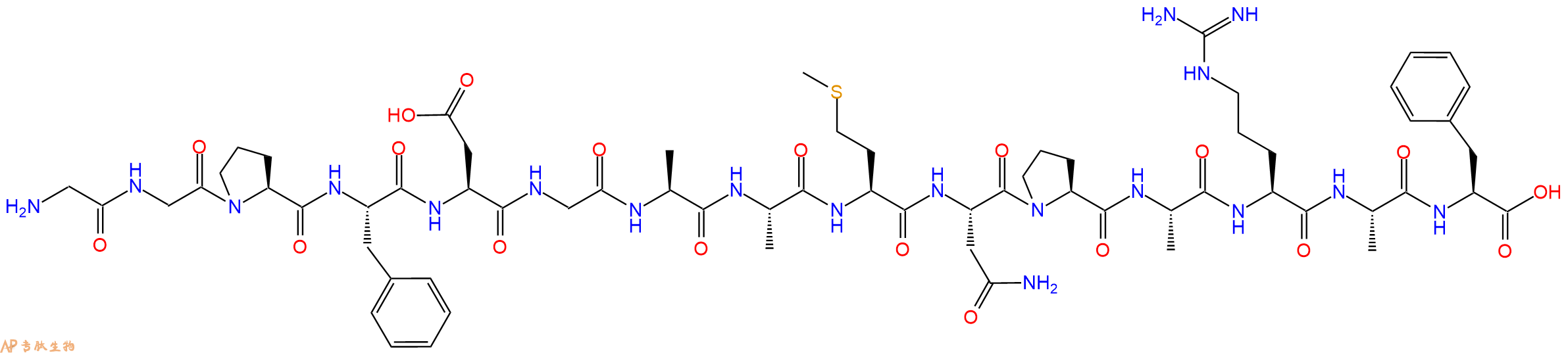 专肽生物产品H2N-Gly-Gly-Pro-Phe-Asp-Gly-Ala-Ala-Met-Asn-Pro-Ala-Arg-Ala-Phe-OH