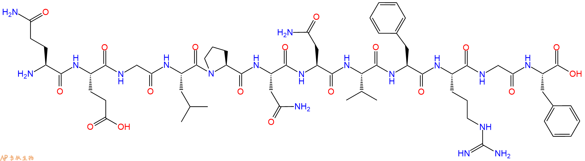 专肽生物产品H2N-Gln-Glu-Gly-Leu-Pro-Asn-Asn-Val-Phe-Arg-Gly-Phe-OH