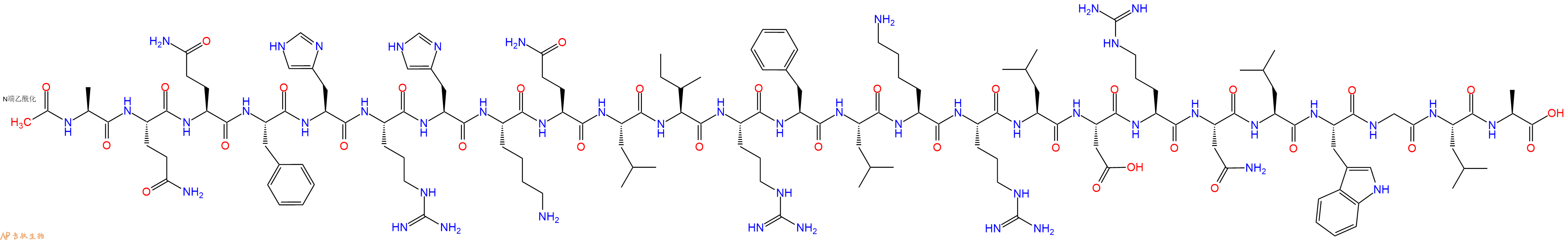 专肽生物产品Ac-Ala-Gln-Gln-Phe-His-Arg-His-Lys-Gln-Leu-Ile-Arg-Phe-Leu-Lys-Arg-Leu-Asp-Arg-Asn-Leu-Trp-Gly-Leu-Ala-OH