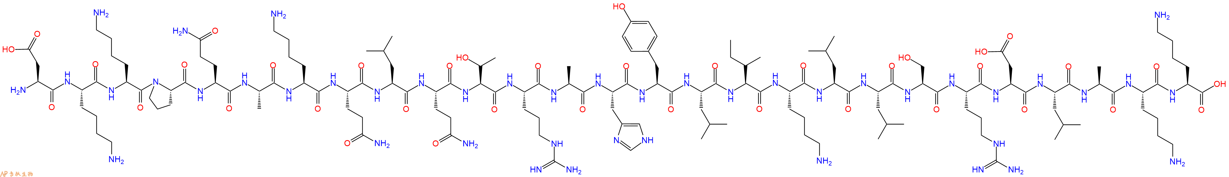 专肽生物产品H2N-Asp-Lys-Lys-Pro-Gln-Ala-Lys-Gln-Leu-Gln-Thr-Arg-Ala-His-Tyr-Leu-Ile-Lys-Leu-Leu-Ser-Arg-Asp-Leu-Ala-Lys-Lys-OH